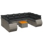 vidaXL 10-tlg. Garten-Sofagarnitur mit Kissen Grau Poly Rattan vidaXL 10-tlg. Garten-Sofagarnitur mit Kissen Grau Poly Rattan