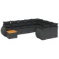 vidaXL 10-tlg. Garten-Sofagarnitur mit Kissen Schwarz Poly Rattan