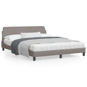 vidaXL Bettgestell mit Kopfteil Taupe 160x200 cm Stoff