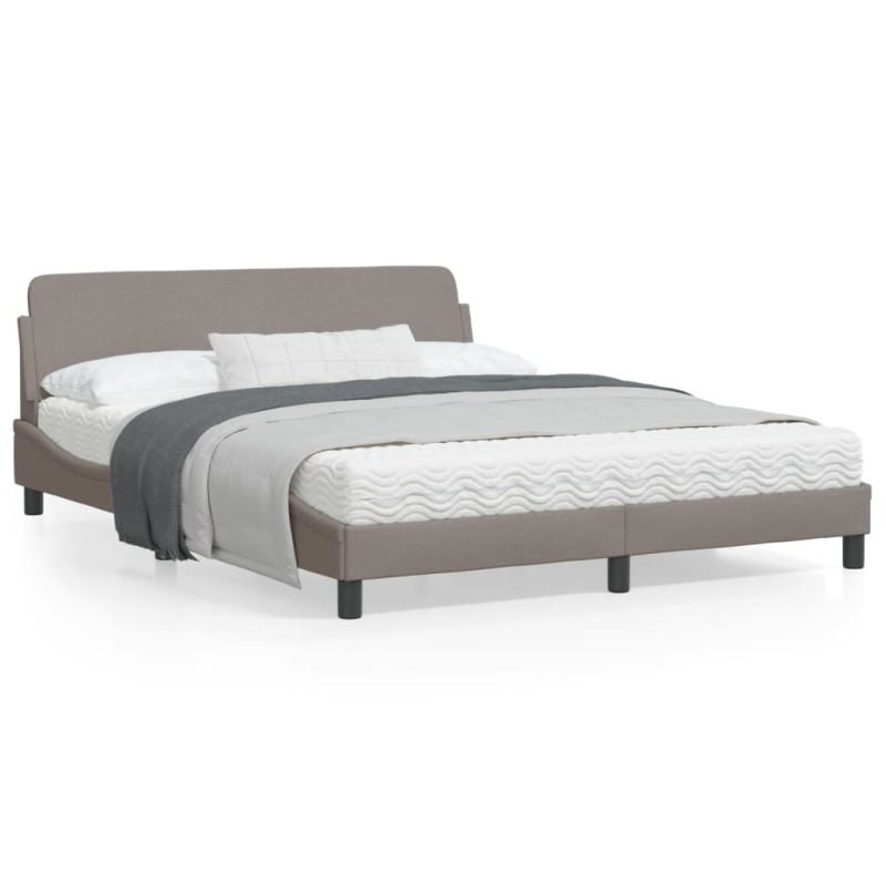 vidaXL Bettgestell mit Kopfteil Taupe 160x200 cm Stoff vidaXL Bettgestell mit Kopfteil Taupe 160x200 cm Stoff
