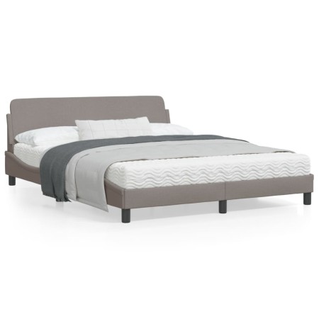 vidaXL Bettgestell mit Kopfteil Taupe 160x200 cm Stoff