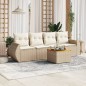 vidaXL 5-tlg. Garten-Sofagarnitur mit Kissen Beige Poly Rattan vidaXL 5-tlg. Garten-Sofagarnitur mit Kissen Beige Poly Rattan