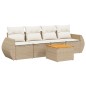 vidaXL 5-tlg. Garten-Sofagarnitur mit Kissen Beige Poly Rattan vidaXL 5-tlg. Garten-Sofagarnitur mit Kissen Beige Poly Rattan
