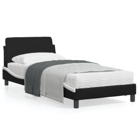vidaXL Bettgestell mit Kopfteil Schwarz und Weiß 80x200 cm Kunstleder