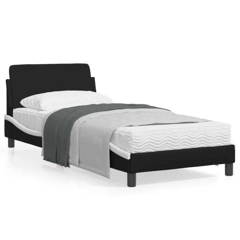 vidaXL Bettgestell mit Kopfteil Schwarz und Weiß 80x200 cm Kunstleder vidaXL Bettgestell mit Kopfteil Schwarz und Weiß 80x200 cm Kunstleder