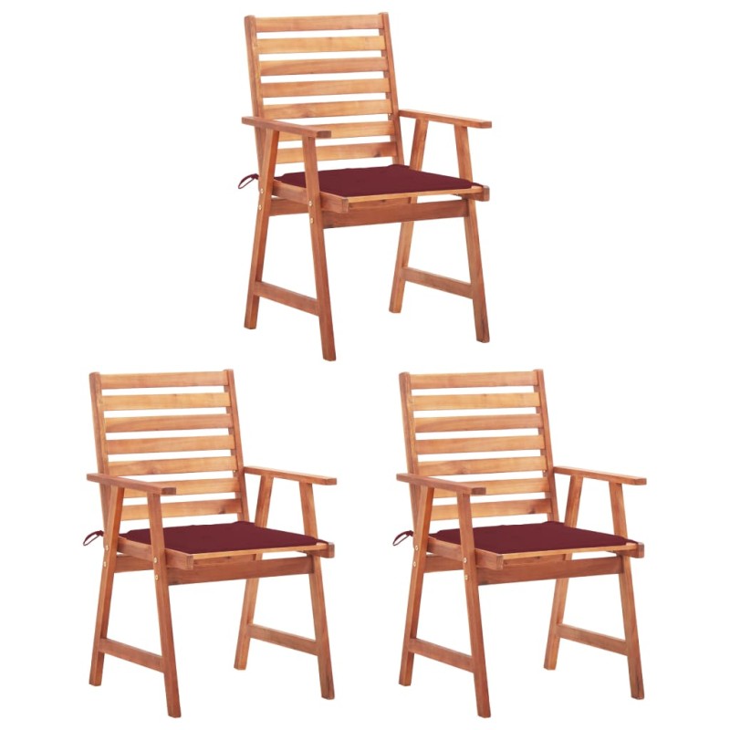 Garten-Essstühle 3 Stk. mit Kissen Massivholz Akazie Garten-Essstühle 3 Stk. mit Kissen Massivholz Akazie