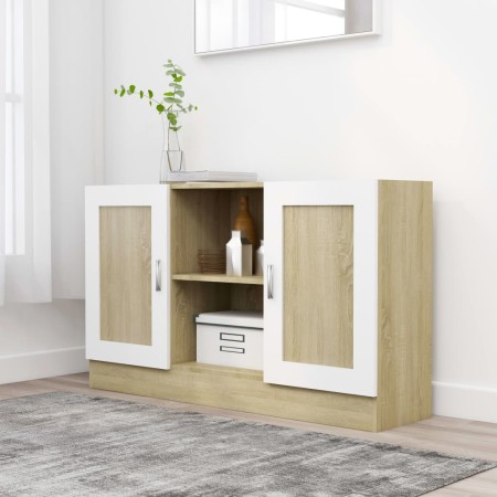vidaXL Sideboard Weiß Sonoma-Eiche 120x30,5x70 cm Holzwerkstoff