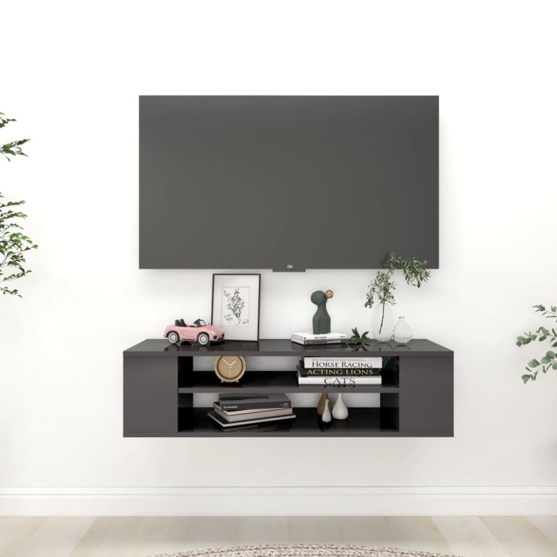 vidaXL TV-Hängeschrank Hochglanz-Grau 100x30x26,5 cm Holzwerkstoff vidaXL TV-Hängeschrank Hochglanz-Grau 100x30x26,5 cm Holzwerkstoff