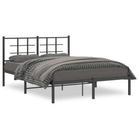 vidaXL Bettgestell mit Kopfteil Metall Schwarz 140x190 cm