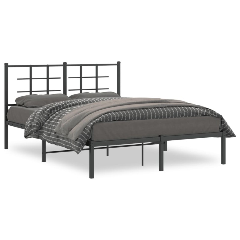 vidaXL Bettgestell mit Kopfteil Metall Schwarz 140x190 cm vidaXL Bettgestell mit Kopfteil Metall Schwarz 140x190 cm