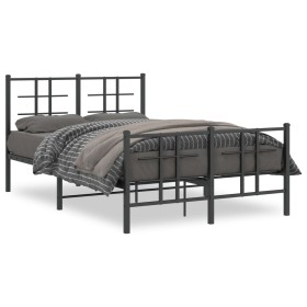 vidaXL Bettgestell mit Kopf- und Fußteil Metall Schwarz 120x200 cm