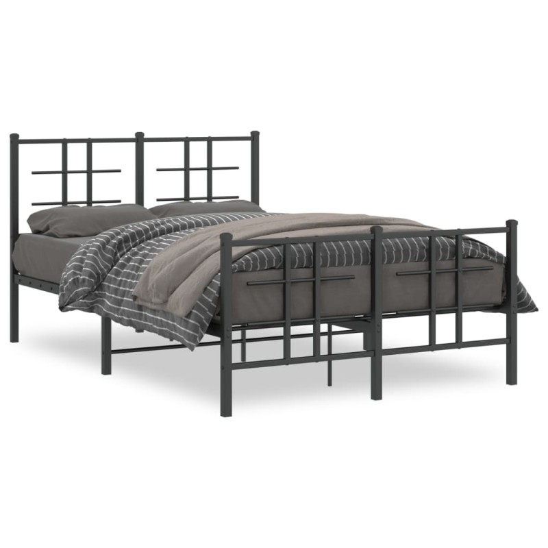vidaXL Bettgestell mit Kopf- und Fußteil Metall Schwarz 120x200 cm vidaXL Bettgestell mit Kopf- und Fußteil Metall Schwarz 120x200 cm