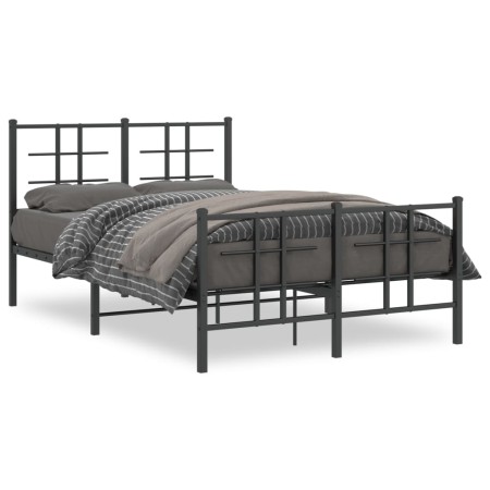 vidaXL Bettgestell mit Kopf- und Fußteil Metall Schwarz 120x200 cm