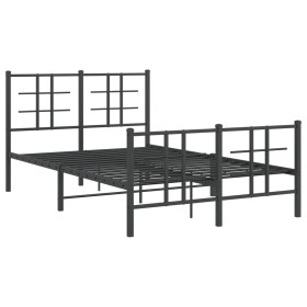 vidaXL Bettgestell mit Kopf- und Fußteil Metall Schwarz 120x200 cm