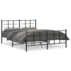 vidaXL Bettgestell mit Kopf- und Fußteil Metall Schwarz 160x200 cm