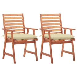 Garten-Essstühle 2 Stk. mit Kissen Massivholz Akazie