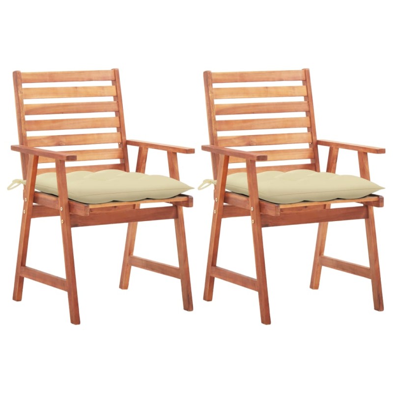 Garten-Essstühle 2 Stk. mit Kissen Massivholz Akazie Garten-Essstühle 2 Stk. mit Kissen Massivholz Akazie