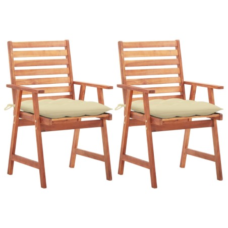 Garten-Essstühle 2 Stk. mit Kissen Massivholz Akazie