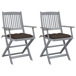 Klappbare Gartenstühle 2 Stk. mit Kissen Massivholz Akazie