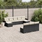 vidaXL 10-tlg. Garten-Sofagarnitur mit Kissen Schwarz Poly Rattan vidaXL 10-tlg. Garten-Sofagarnitur mit Kissen Schwarz Poly Rattan