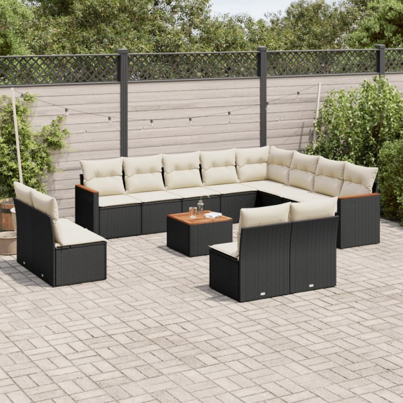 vidaXL 13-tlg. Garten-Sofagarnitur mit Kissen Schwarz Poly Rattan vidaXL 13-tlg. Garten-Sofagarnitur mit Kissen Schwarz Poly Rattan