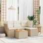vidaXL 5-tlg. Garten-Sofagarnitur mit Kissen Beige Poly Rattan vidaXL 5-tlg. Garten-Sofagarnitur mit Kissen Beige Poly Rattan