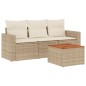 vidaXL 4-tlg. Garten-Sofagarnitur mit Kissen Beige Poly Rattan vidaXL 4-tlg. Garten-Sofagarnitur mit Kissen Beige Poly Rattan