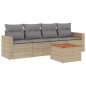 vidaXL 5-tlg. Garten-Sofagarnitur mit Kissen Beige Poly Rattan vidaXL 5-tlg. Garten-Sofagarnitur mit Kissen Beige Poly Rattan