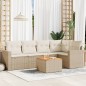 vidaXL 6-tlg. Garten-Sofagarnitur mit Kissen Beige Poly Rattan vidaXL 6-tlg. Garten-Sofagarnitur mit Kissen Beige Poly Rattan
