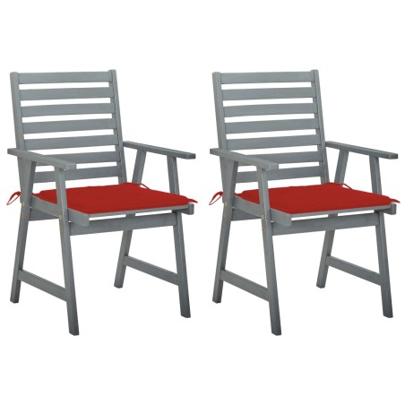 Garten-Essstühle mit Kissen 2 Stk. Massivholz Akazie
