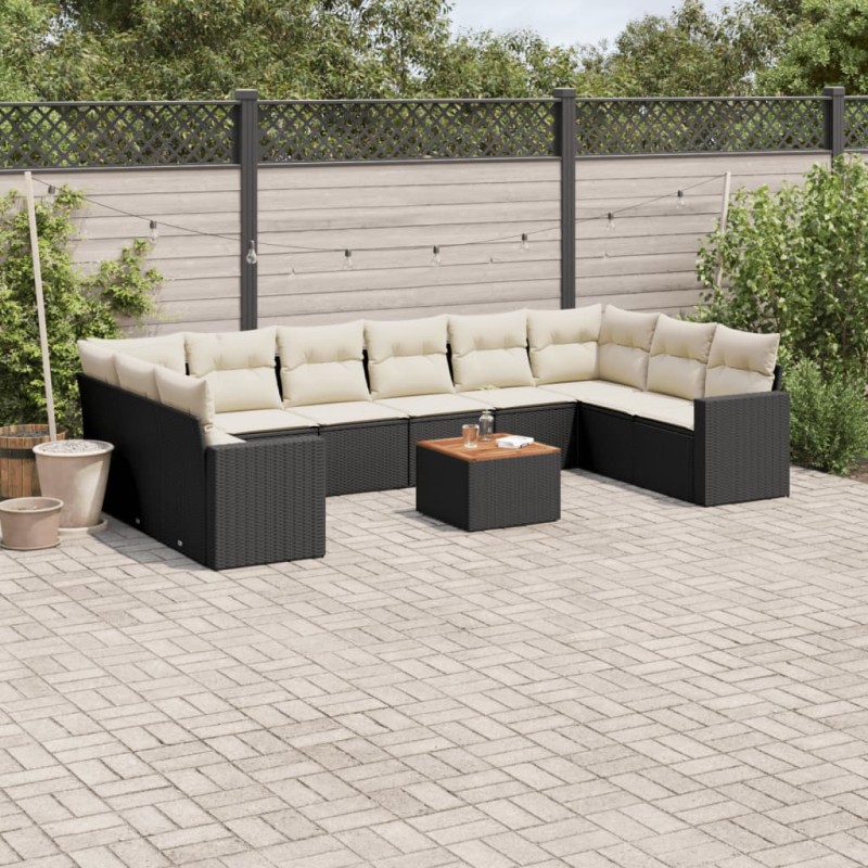 vidaXL 11-tlg. Garten-Sofagarnitur mit Kissen Schwarz Poly Rattan vidaXL 11-tlg. Garten-Sofagarnitur mit Kissen Schwarz Poly Rattan