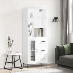 Highboard Hochglanz-Weiß 69,5x34x180 cm Holzwerkstoff