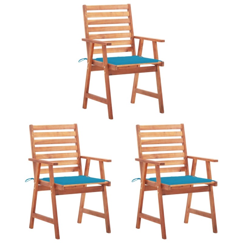 vidaXL Garten-Essstühle 3 Stk. mit Kissen Massivholz Akazie vidaXL Garten-Essstühle 3 Stk. mit Kissen Massivholz Akazie