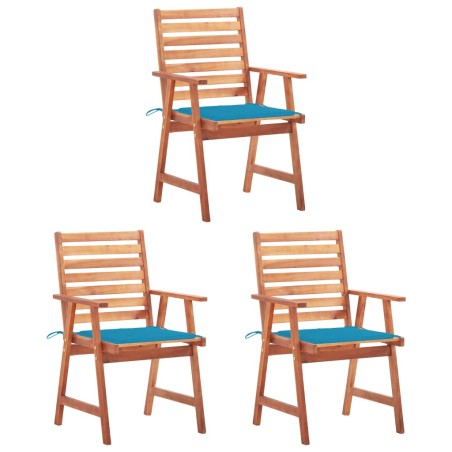 vidaXL Garten-Essstühle 3 Stk. mit Kissen Massivholz Akazie 