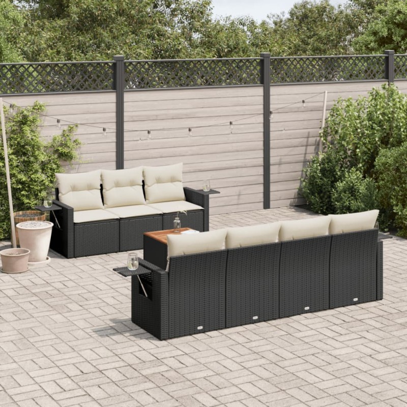 vidaXL 8-tlg. Garten-Sofagarnitur mit Kissen Schwarz Poly Rattan vidaXL 8-tlg. Garten-Sofagarnitur mit Kissen Schwarz Poly Rattan