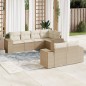 vidaXL 7-tlg. Garten-Sofagarnitur mit Kissen Beige Poly Rattan vidaXL 7-tlg. Garten-Sofagarnitur mit Kissen Beige Poly Rattan
