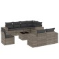 vidaXL 9-tlg. Garten-Sofagarnitur mit Kissen Grau Poly Rattan vidaXL 9-tlg. Garten-Sofagarnitur mit Kissen Grau Poly Rattan
