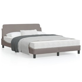 vidaXL Bettgestell mit Kopfteil Taupe 140x200 cm Stoff