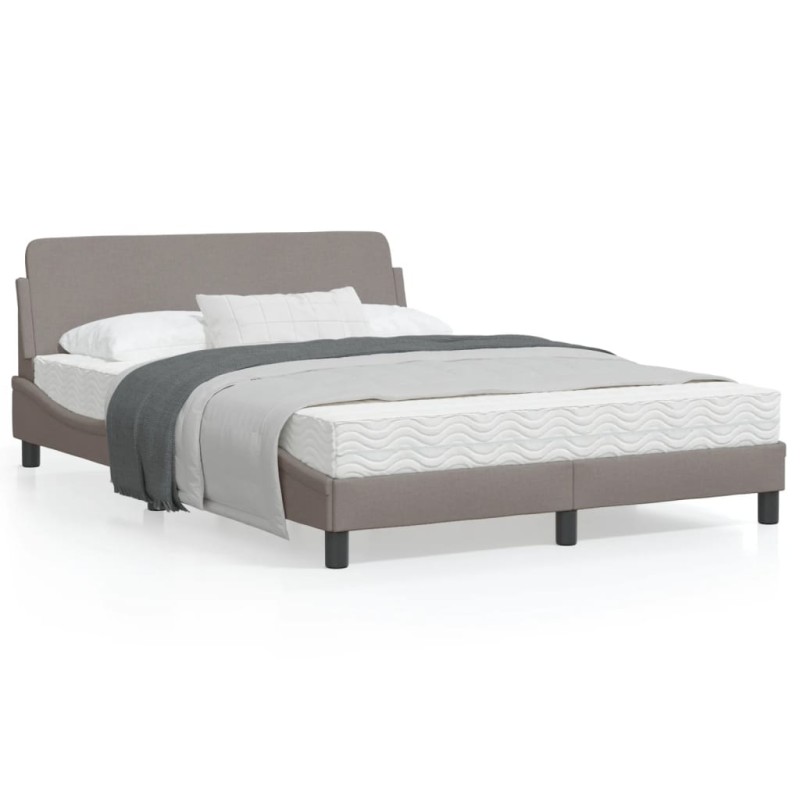 vidaXL Bettgestell mit Kopfteil Taupe 140x200 cm Stoff vidaXL Bettgestell mit Kopfteil Taupe 140x200 cm Stoff