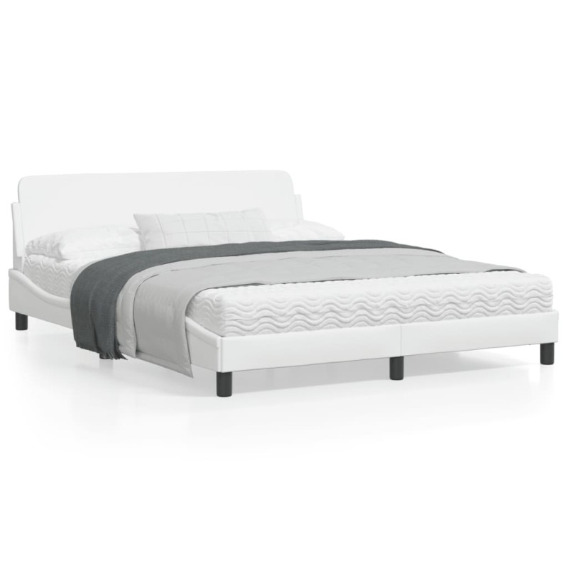 vidaXL Bettgestell mit Kopfteil Weiß 160x200 cm Kunstleder vidaXL Bettgestell mit Kopfteil Weiß 160x200 cm Kunstleder