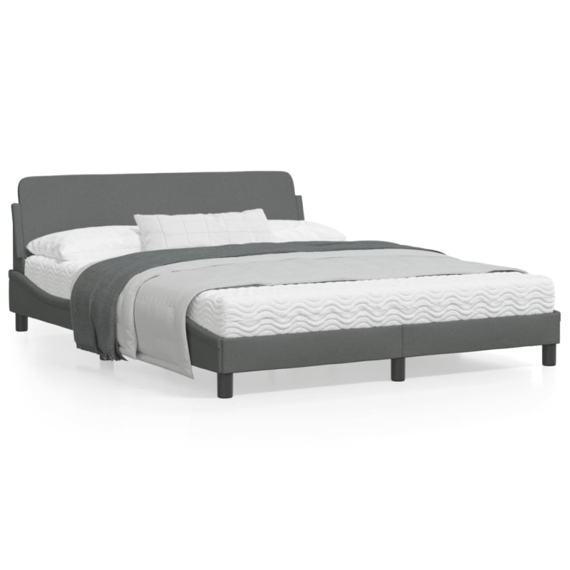 vidaXL Bettgestell mit Kopfteil Dunkelgrau 160x200 cm Stoff vidaXL Bettgestell mit Kopfteil Dunkelgrau 160x200 cm Stoff