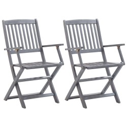 vidaXL Klappbare Gartenstühle 2 Stk. mit Sitzkissen Massivholz Akazie