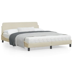 vidaXL Bettgestell mit Kopfteil Creme 160x200 cm Stoff