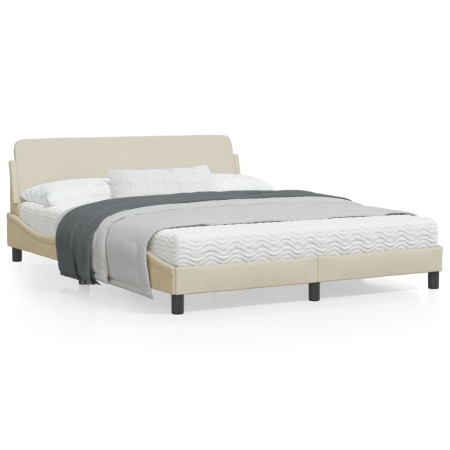 vidaXL Bettgestell mit Kopfteil Creme 160x200 cm Stoff