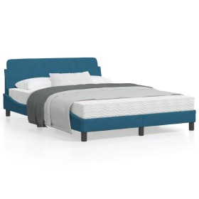 vidaXL Bettgestell mit Kopfteil Blau 120x200 cm Samt