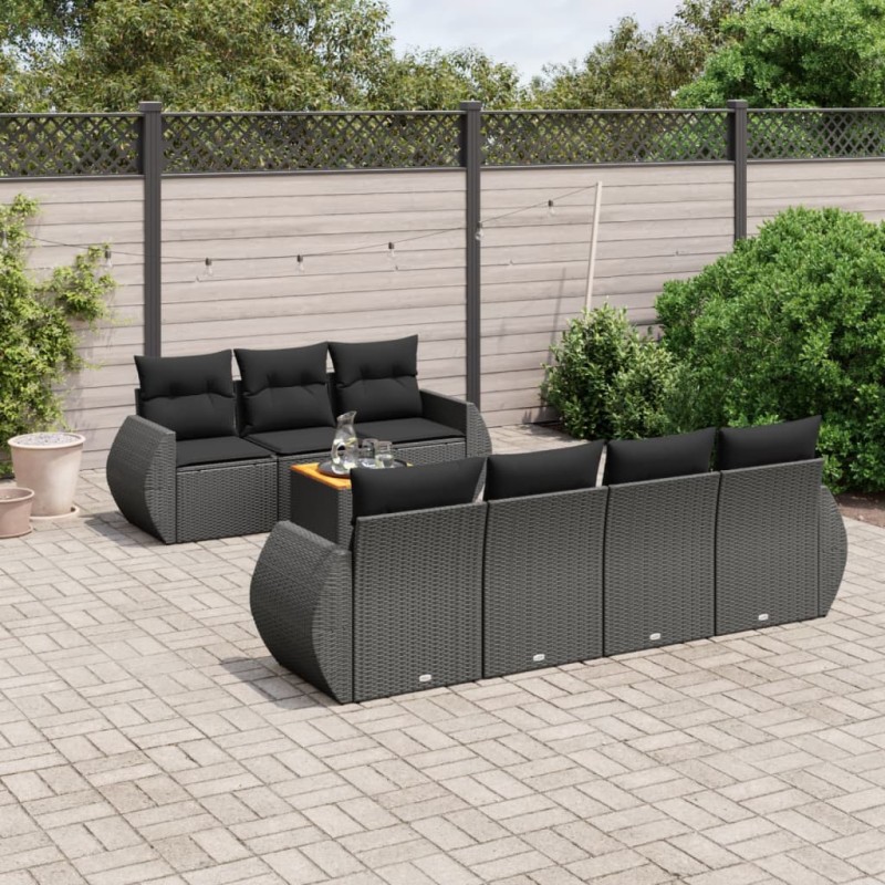 vidaXL 8-tlg. Garten-Sofagarnitur mit Kissen Schwarz Poly Rattan vidaXL 8-tlg. Garten-Sofagarnitur mit Kissen Schwarz Poly Rattan