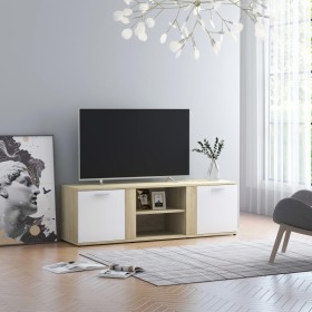 vidaXL TV-Schrank Weiß Sonoma-Eiche 120x34x37 cm Holzwerkstoff
