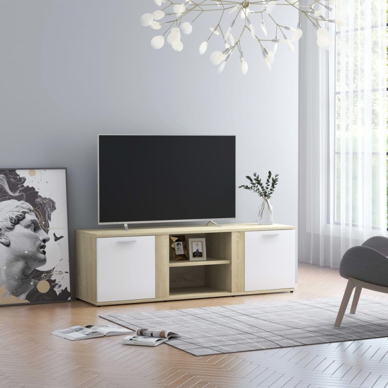 vidaXL TV-Schrank Weiß Sonoma-Eiche 120x34x37 cm Holzwerkstoff vidaXL TV-Schrank Weiß Sonoma-Eiche 120x34x37 cm Holzwerkstoff