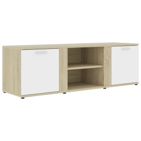 vidaXL TV-Schrank Weiß Sonoma-Eiche 120x34x37 cm Holzwerkstoff