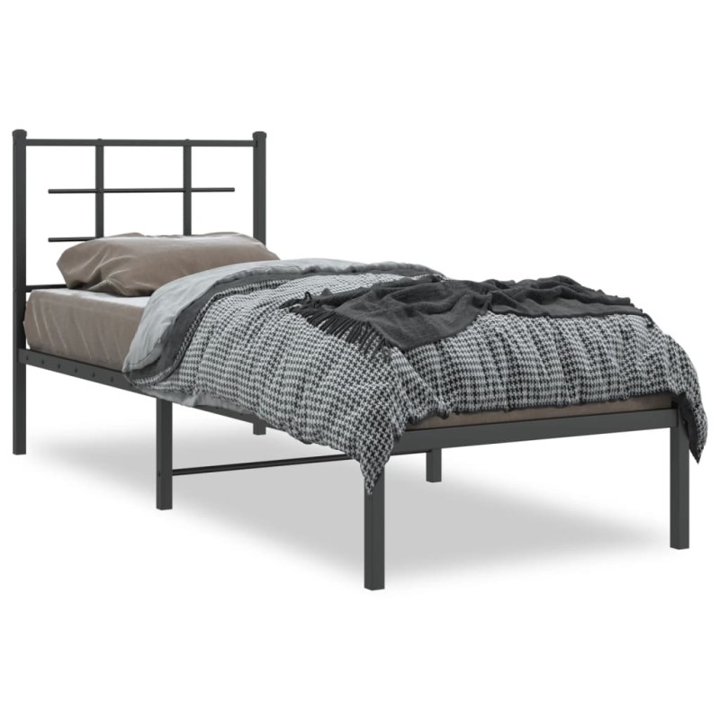 vidaXL Bettgestell mit Kopfteil Metall Schwarz 75x190 cm vidaXL Bettgestell mit Kopfteil Metall Schwarz 75x190 cm